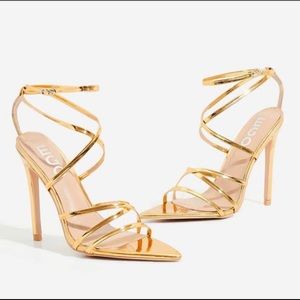Gold strappy sandals 7